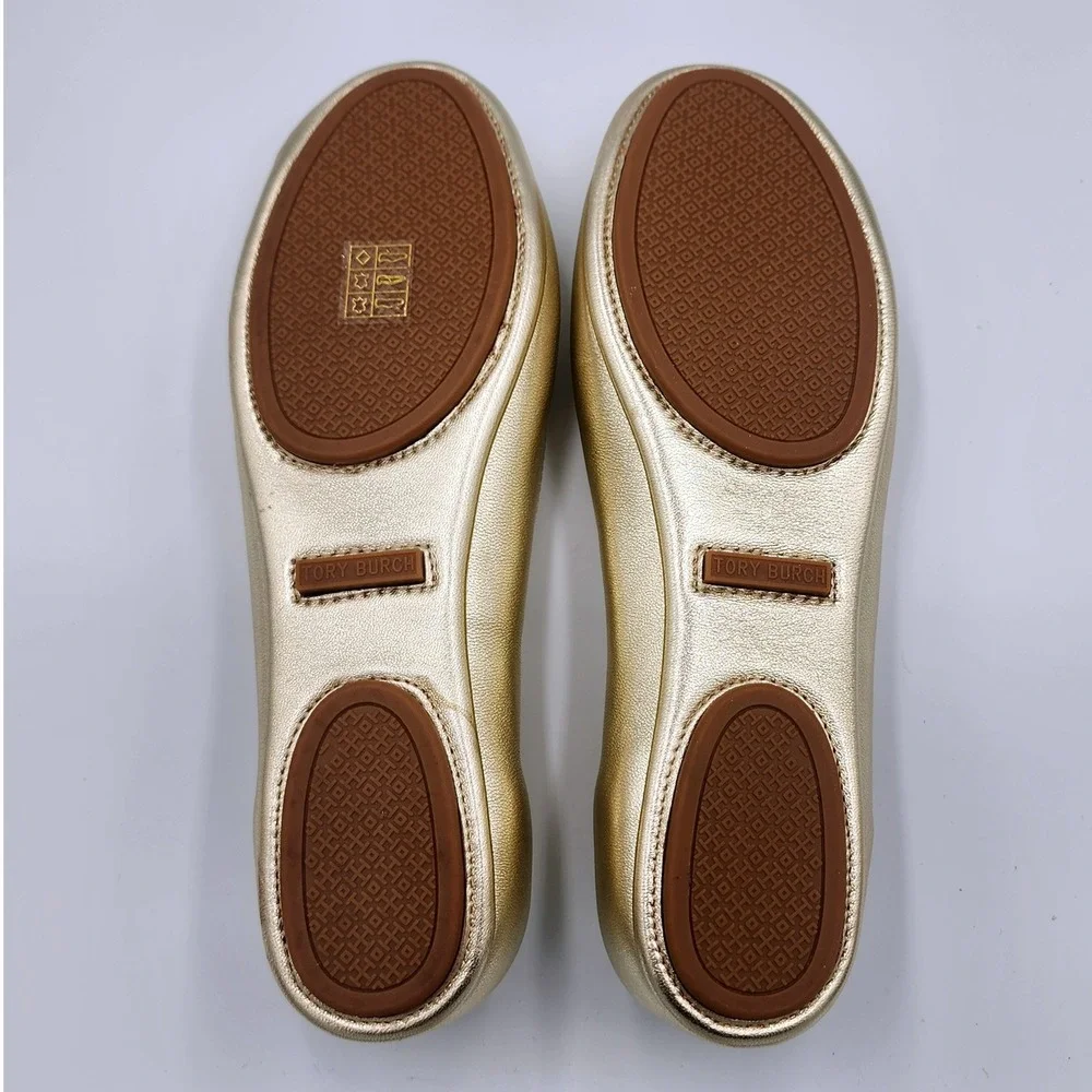 Tory Burch Metallic Gold Reva Ballet Flats